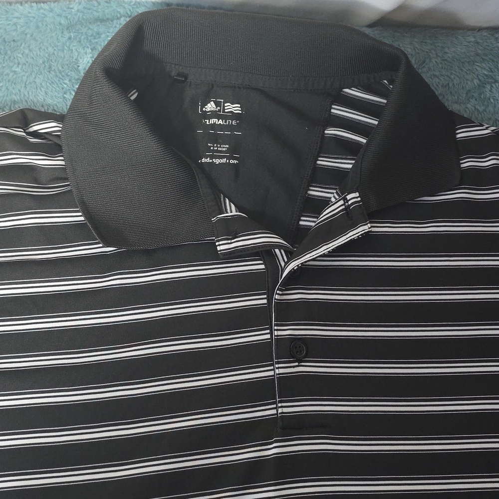 Addiads Golf Black And White Polo Shirt - Picture 3 of 4